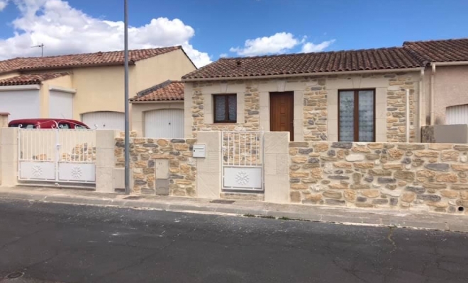 Réalisation d'une façade a la chaux en imitation pierre Alès, Lunel, La Façon d'Antoine